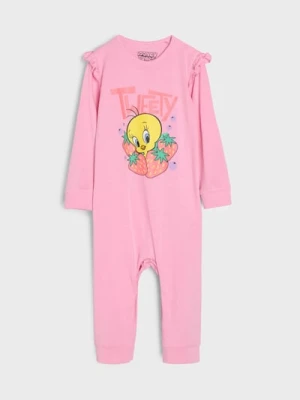 Sinsay - Kombinezon z ozdobnymi falbanami Looney Tunes - różowy