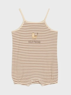 Sinsay - Kombinezon ze strukturalnej dzianiny na ramiączkach - kremowy