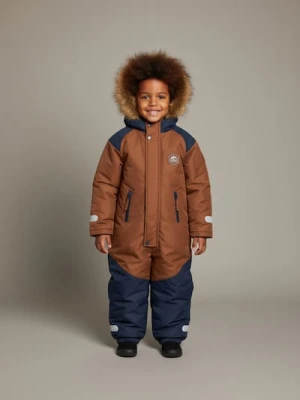 Sinsay - Kombinezon zimowy z odblaskowymi elementami zapinany na zamek - brązowy