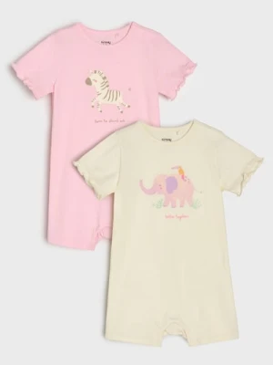 Sinsay - Kombinezony letnie z nadrukiem 2 pack - kremowy
