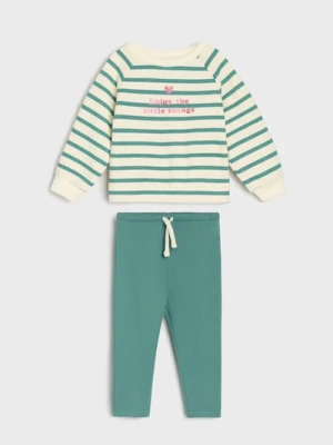 Sinsay - Komplet: bluza i legginsy - kremowy