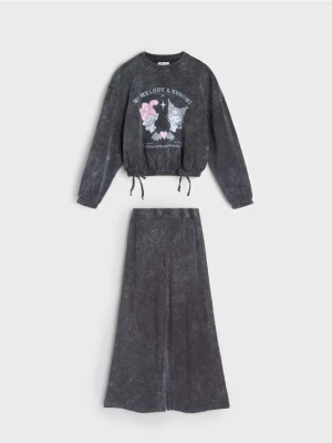 Sinsay - Komplet: bluza i spodnie Hello Kitty - szary
