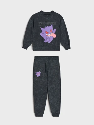 Sinsay - Komplet: bluza i spodnie z efektem stone wash Pokémon - czarny