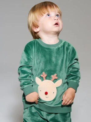 Sinsay - Komplet: bluza i spodnie z motywem zimowym - green spruce