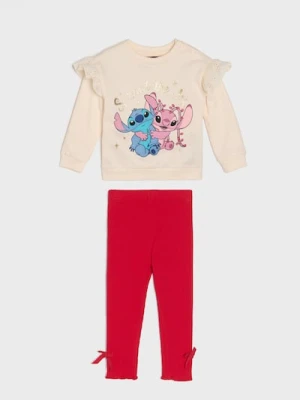 Sinsay - Komplet: bluza i spodnie z motywem zimowym Stitch - kremowy