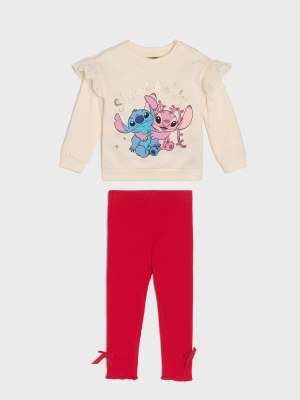 Sinsay - Komplet: bluza i spodnie z motywem zimowym Stitch - kremowy