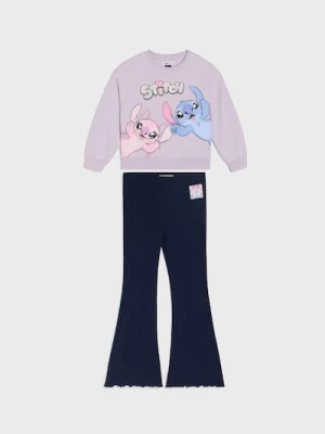 Sinsay - Komplet: bluza i spodnie z nadrukiem Lilo & Stitch - fioletowy