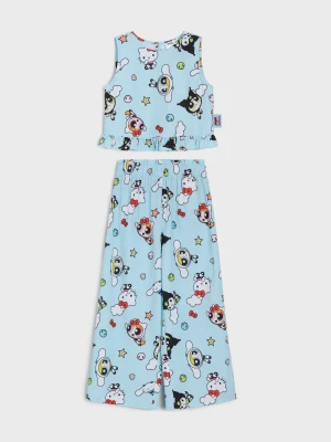 Sinsay - Komplet: bluzka bez rękawów i spodnie Hello Kitty and Friends x Powerpuff Girls - błękitny