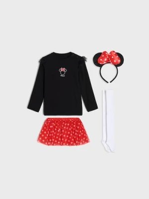 Sinsay - Komplet: bluzka, spódnica, opaska i rajstopy Minnie Mouse - czarny
