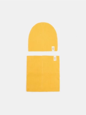 Sinsay - Komplet: czapka i komin - żółty