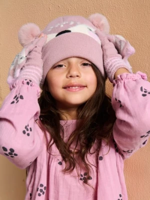 Sinsay - Komplet czapka i rękawiczki - różowy