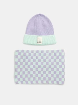 Sinsay - Komplet: czapka i szalik - fioletowy