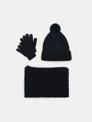 Zdjęcie produktu Sinsay - Komplet: czapka, szalk i rękawiczki - czarny
