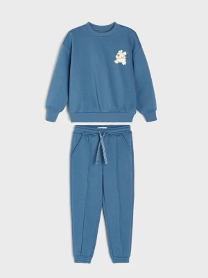 Sinsay - Komplet dresowy: bluza i spodnie z nadrukiem psa na nartach - mid blue
