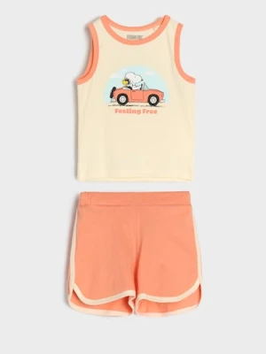 Sinsay - Komplet dzianinowy Peanuts - kremowy