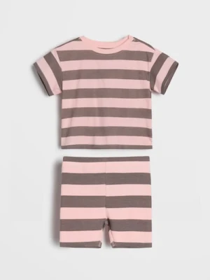 Sinsay - Komplet dzianinowy w paski - różowy