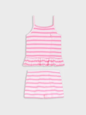 Sinsay - Komplet dzianinowy w paski zakończony baskinką - różowy