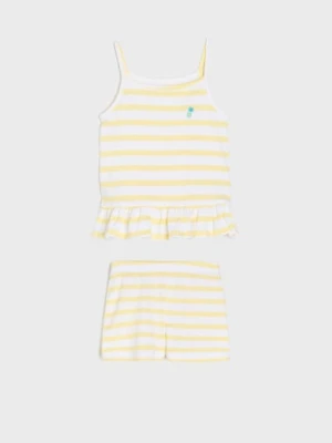 Sinsay - Komplet dzianinowy w paski zakończony baskinką - żółty