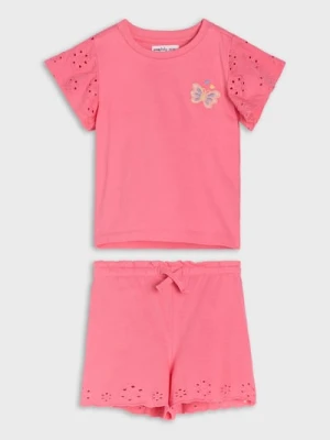 Sinsay - Komplet dzianinowy wykończony haftami - różowy