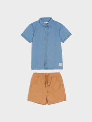 Sinsay - Komplet: koszula i szorty - wielobarwny