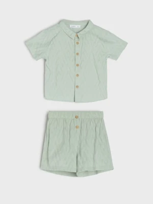 Sinsay - Komplet: koszula i szorty z domieszką lyocellu - zielony
