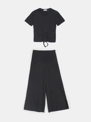 Sinsay - Komplet: koszulka i spodnie - czarny