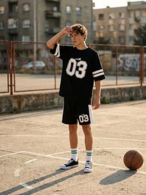 Sinsay - Komplet: koszulka i szorty - czarny