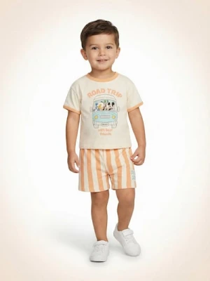 Sinsay - Komplet: koszulka i szorty Mickey Mouse - kremowy