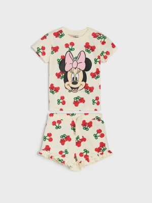 Sinsay - Komplet: koszulka i szorty Minnie Mouse - kremowy