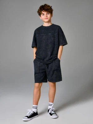 Sinsay - Komplet: koszulka i szorty z efektem sprania - czarny