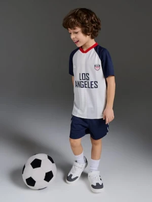 Sinsay - Komplet sportowy Active szybkoschnący z nadrukiem Los Angeles - granatowy