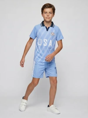 Sinsay - Komplet sportowy Active szybkoschnący z nadrukiem USA - niebieski