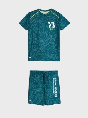 Sinsay - Komplet sportowy: koszulka i szorty Active - turkusowy