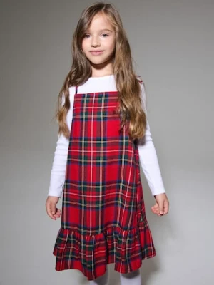 Sinsay - Komplet: Sukienka w szkocką kratę i koszulka z długim rękawem - wielobarwny