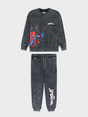 Sinsay - Komplet z bawełną: bluza crewneck i spodnie jogger z nadrukiem Spider-Man - czarny