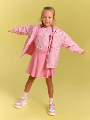 Sinsay - Komplet z ochroną przeciwsłoneczną UPF50+: bluzka i spódnica z kolarkami - różowy