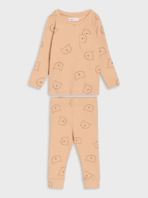 Sinsay - Komplet z prążkowanej dzianiny w misie - beżowy