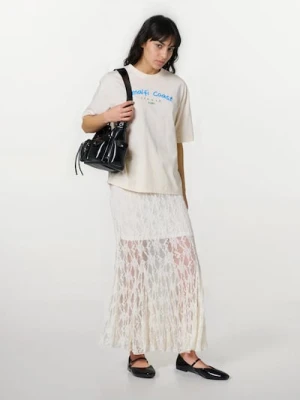 Sinsay - Koronkowa spódnica maxi - kremowy