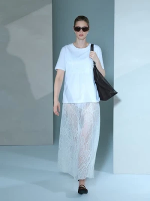 Sinsay - Koronkowa spódnica maxi - kremowy