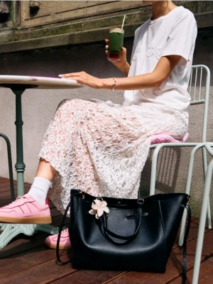 Sinsay - Koronkowa spódnica midi - kremowy