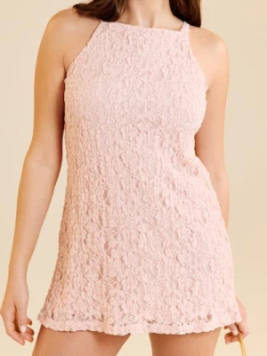 Sinsay - Koronkowa sukienka mini na ramiączkach - różowy