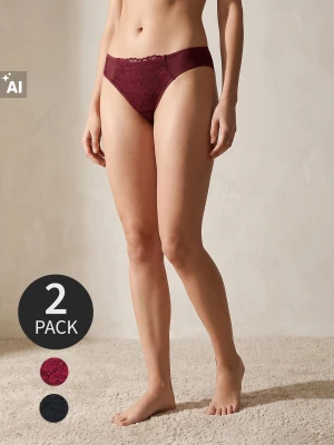 Sinsay - Koronkowe majtki brazyliany 2 pack - wielobarwny
