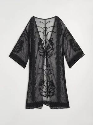 Sinsay - Koronkowe pareo z bawełną - czarny