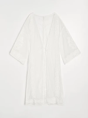 Sinsay - Koronkowe pareo z bawełną - kremowy