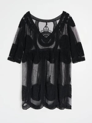 Sinsay - Koronkowe pareo z dekoracyjnym wiązaniem - czarny