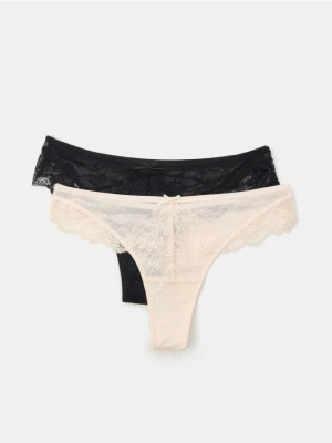 Sinsay - Koronkowe stringi 2 pack - wielobarwny