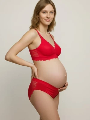 Sinsay - Koronkowy biustonosz do karmienia - czerwony