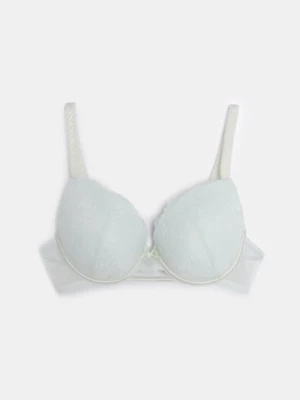 Sinsay - Koronkowy biustonosz push-up - błękitny