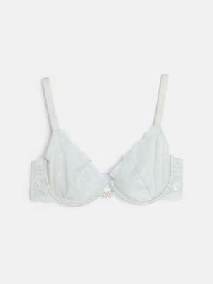 Sinsay - Koronkowy miękki biustonosz z fiszbiną - błękitny