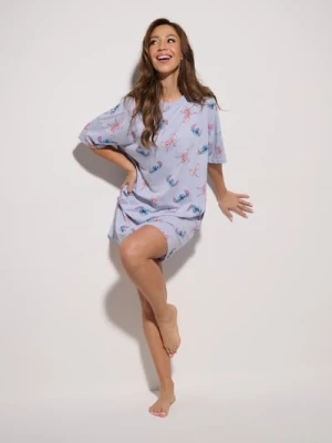Sinsay - Koszula nocna ze wzorkiem Lilo & Stitch - błękitny
